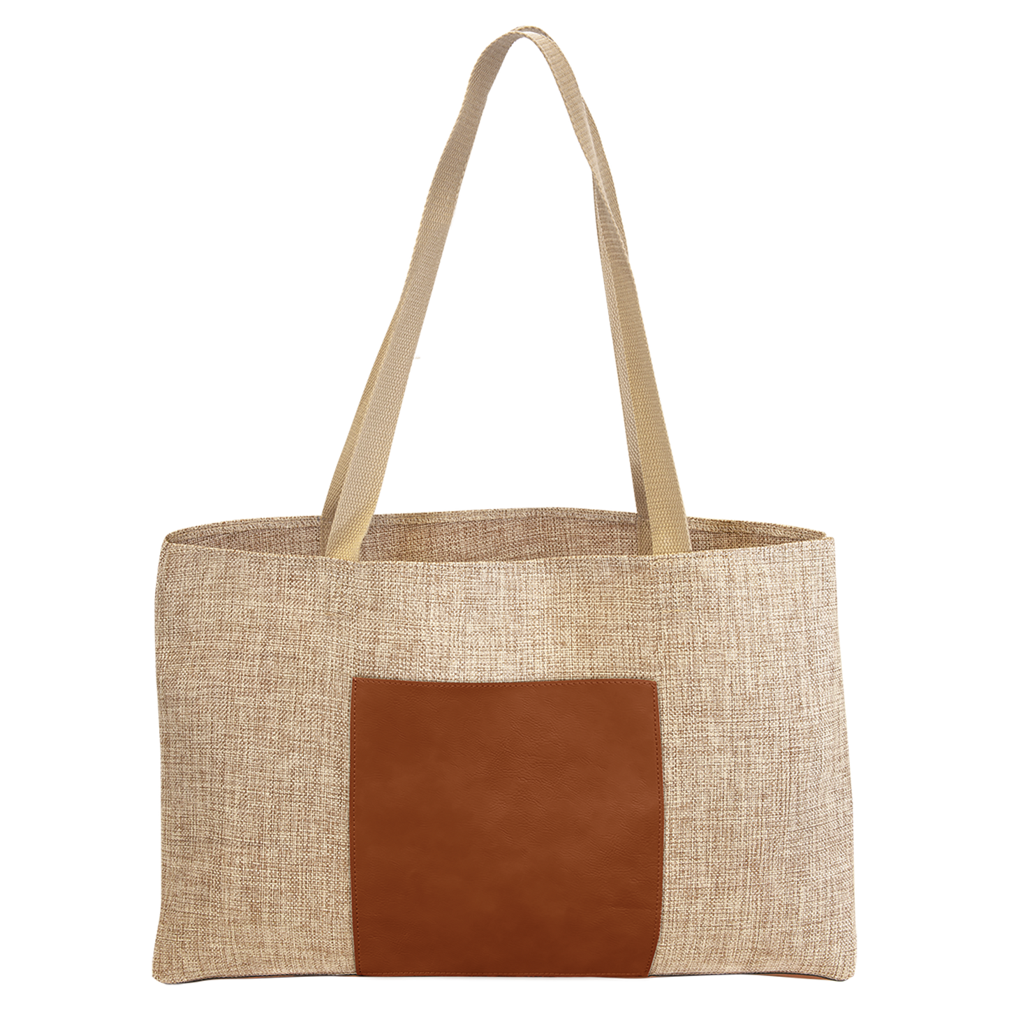 19X12 BURLAP/RAWHIDE BAG