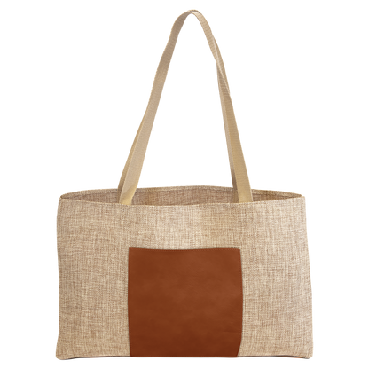 19X12 BURLAP/RAWHIDE BAG