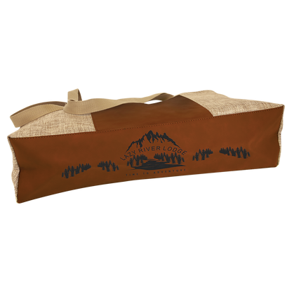 19X12 BURLAP/RAWHIDE BAG