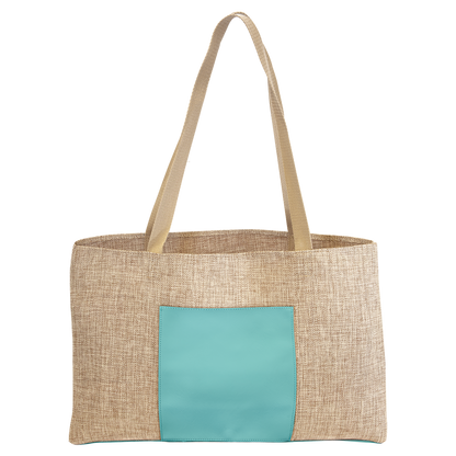 19X12 BURLAP W/TEAL BAG
