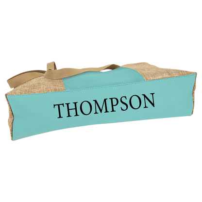 19X12 BURLAP W/TEAL BAG