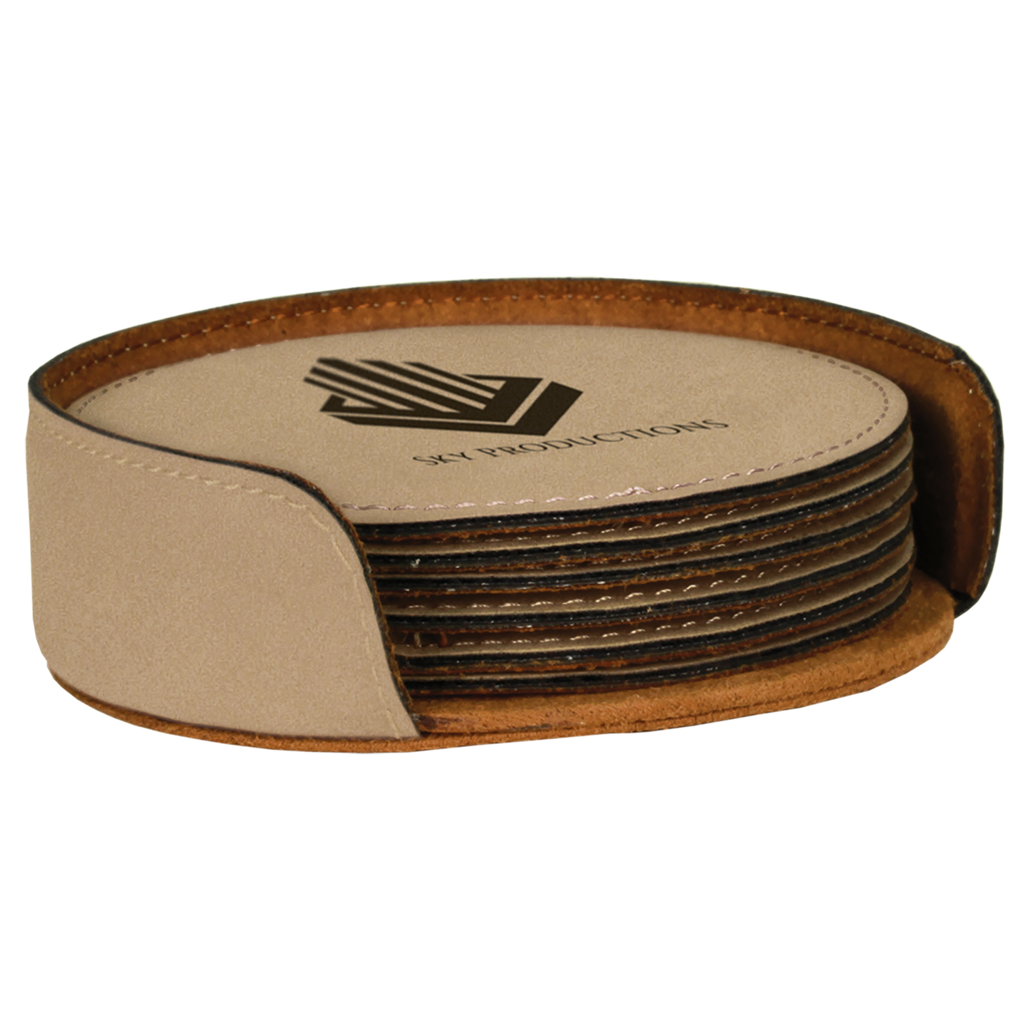 4"RND LT BRWN COASTER SET