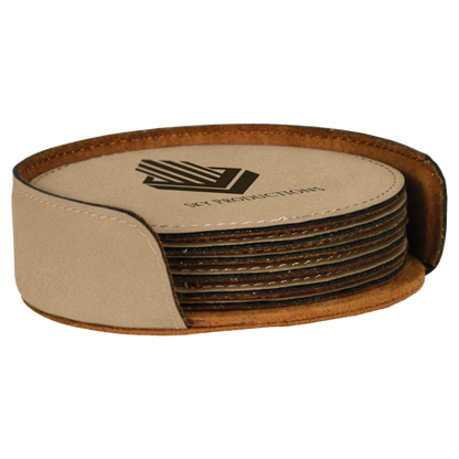 4"RND LT BRWN COASTER SET