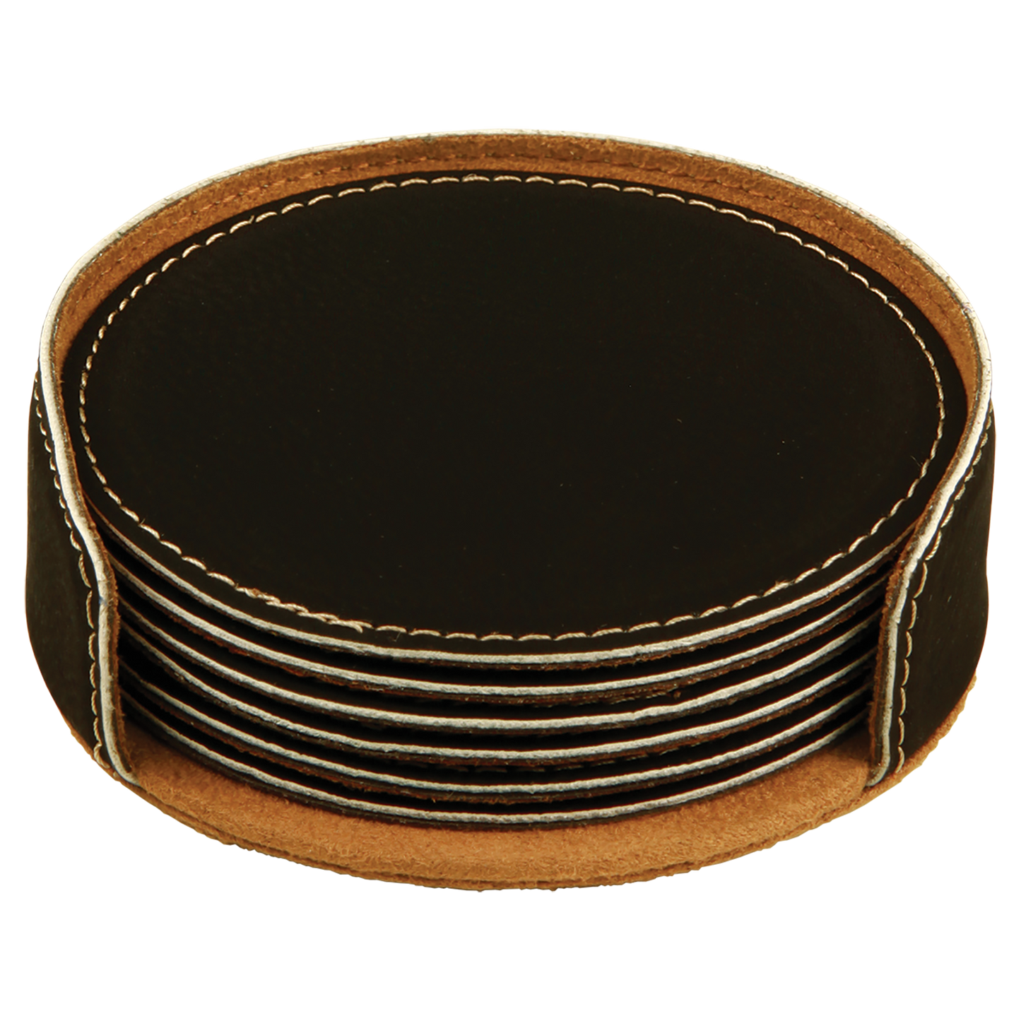 4"RND BLK/GLD COASTER SET