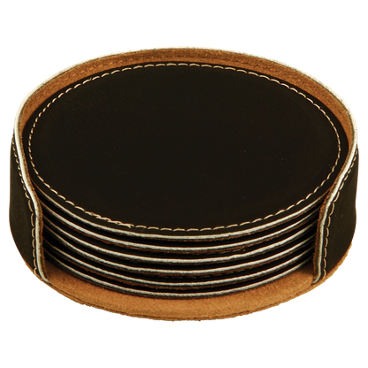 4"RND BLK/GLD COASTER SET