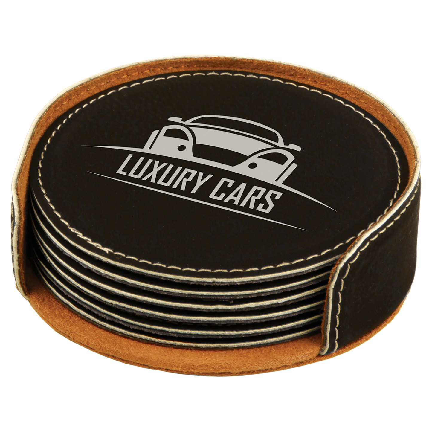 4"RND BLK/SLV COASTER SET