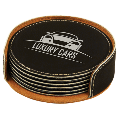 4"RND BLK/SLV COASTER SET