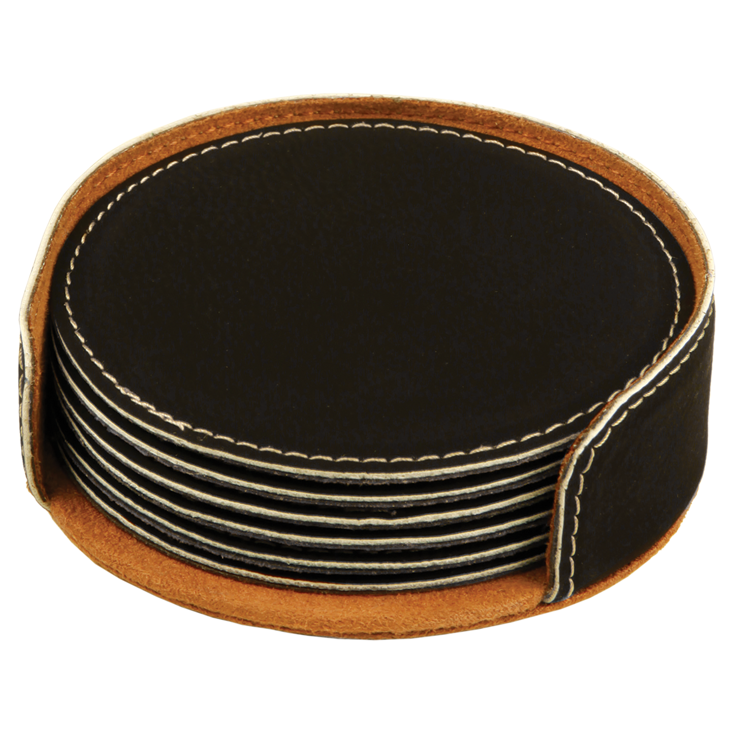 4"RND BLK/SLV COASTER SET