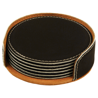 4"RND BLK/SLV COASTER SET