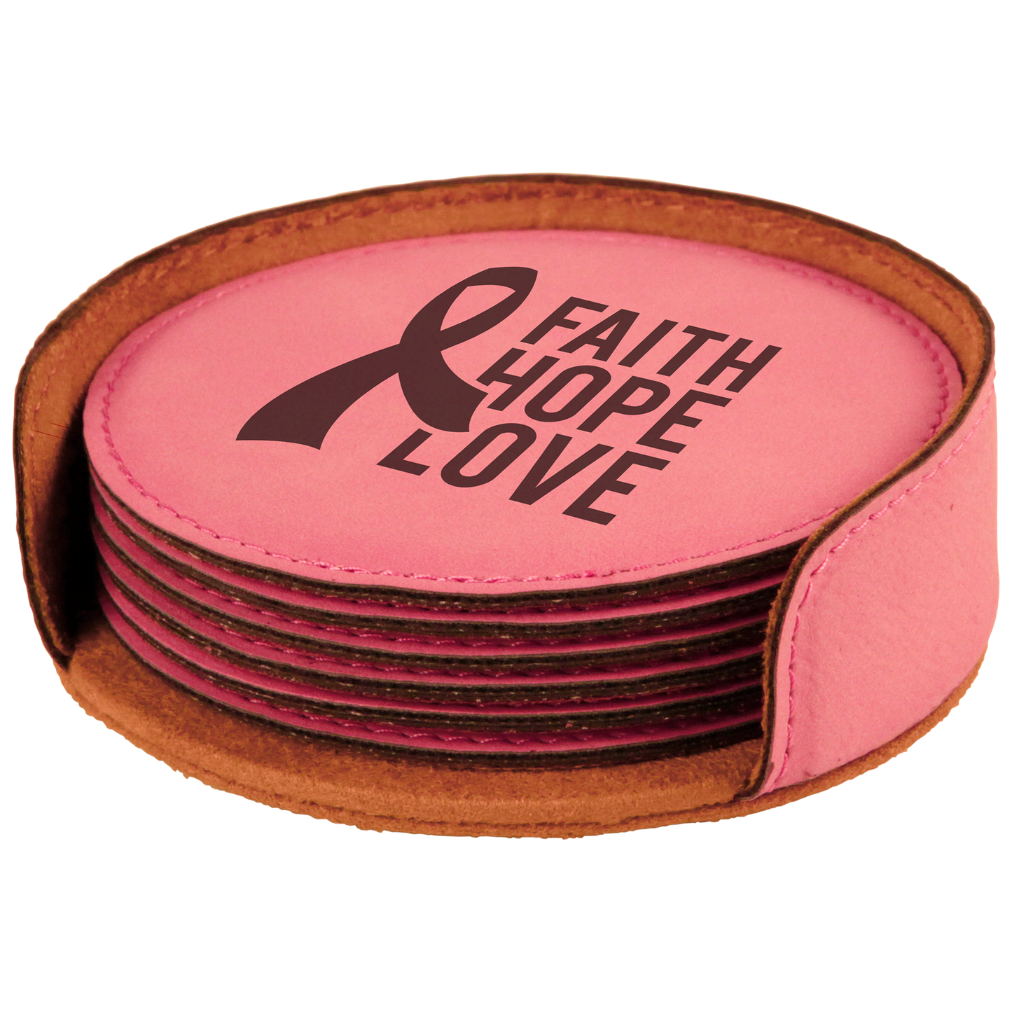4" RND PINK COASTER SET