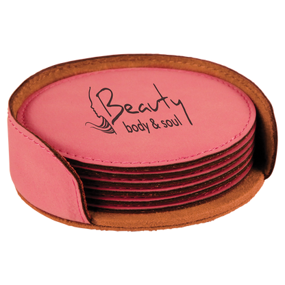 4" RND PINK COASTER SET