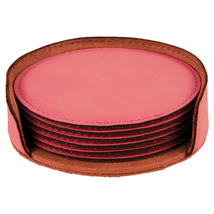 4" RND PINK COASTER SET