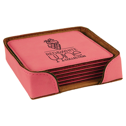 4X4 SQR PINK COASTER SET