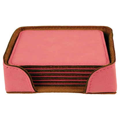 4X4 SQR PINK COASTER SET