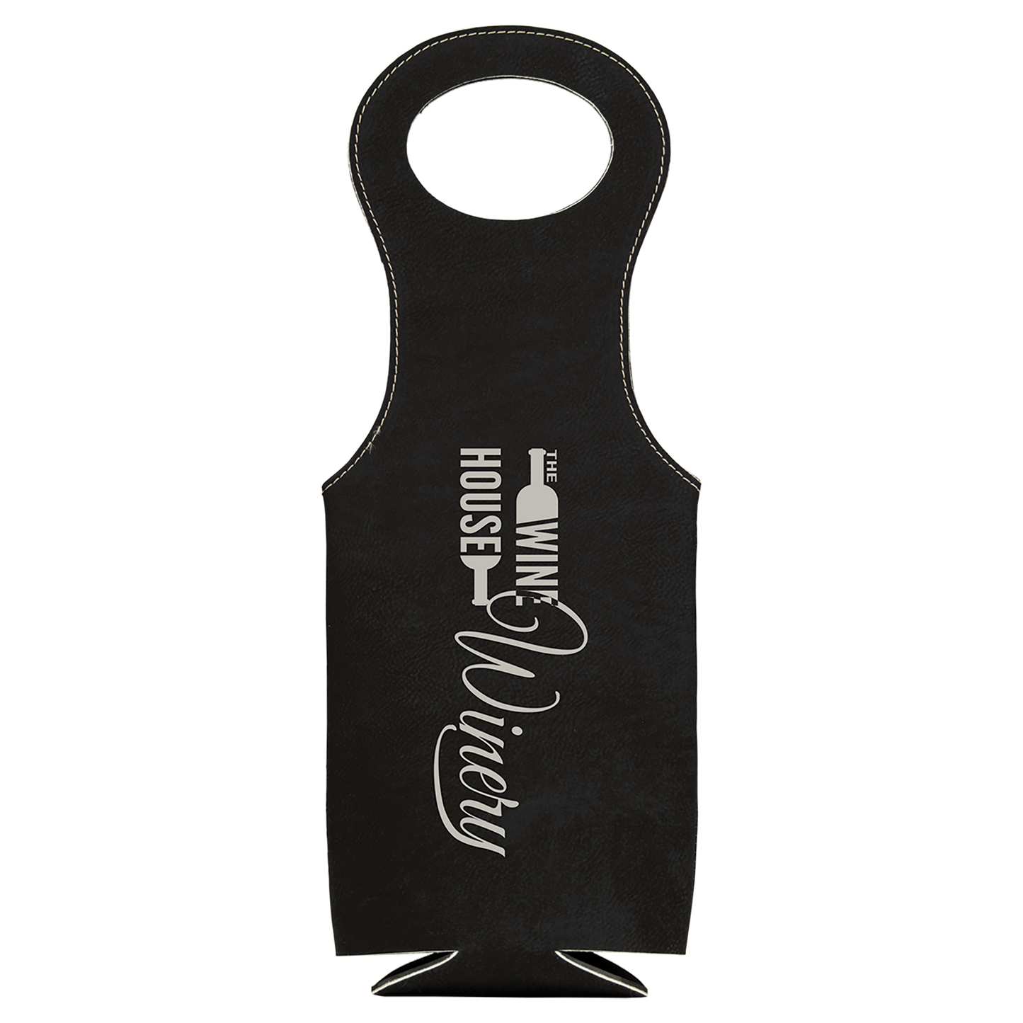 BLK/SLV LSR LTHR WINE BAG