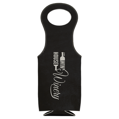 BLK/SLV LSR LTHR WINE BAG
