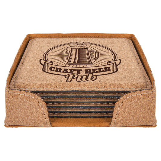 4X4 SQR CORK COASTER SET