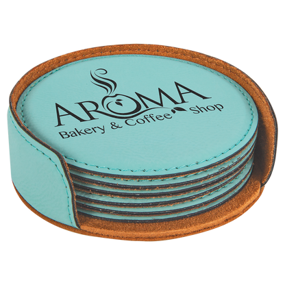4" RND TEAL COASTER SET
