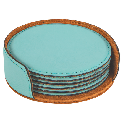 4" RND TEAL COASTER SET