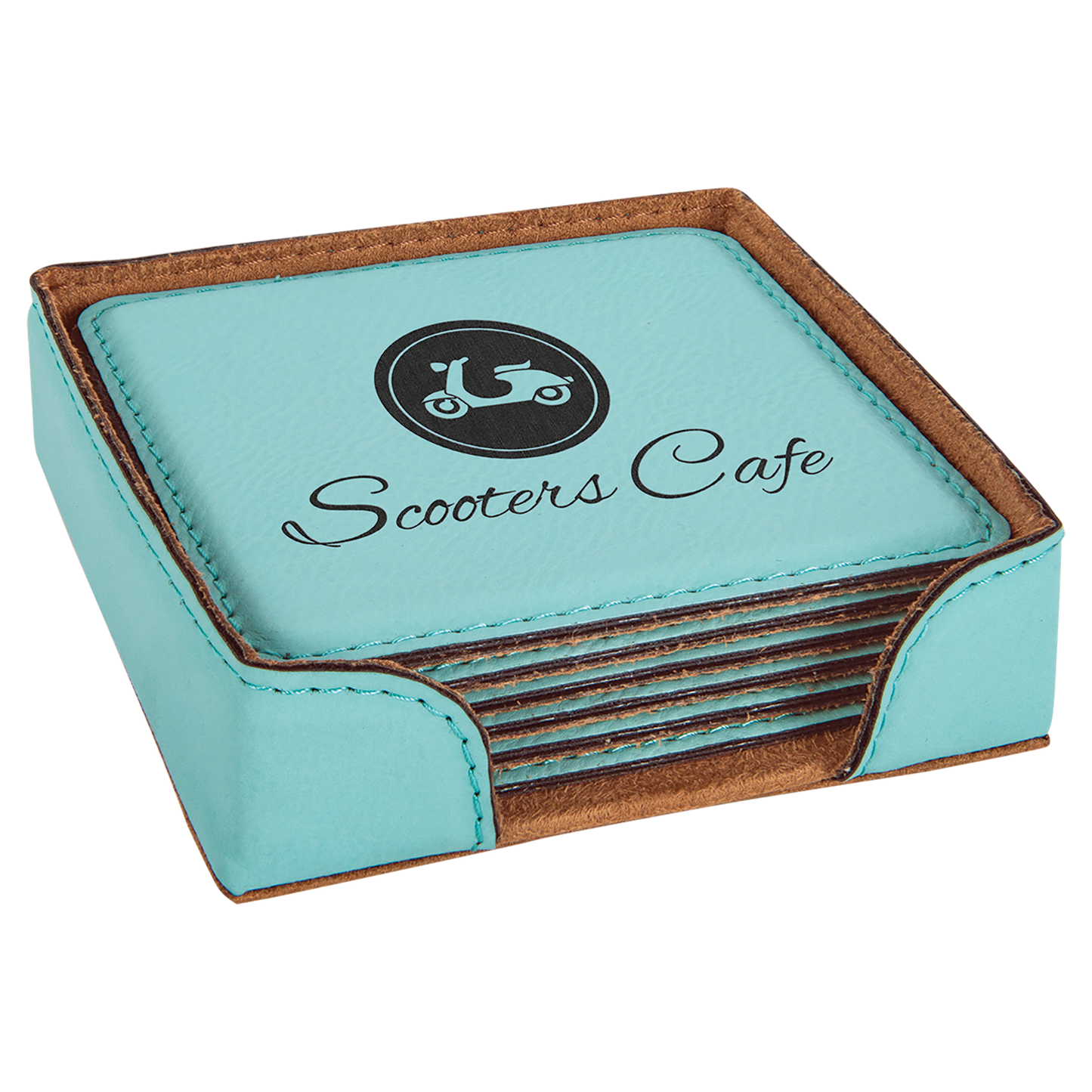 4X4 SQR TEAL COASTER SET