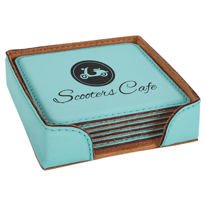 4X4 SQR TEAL COASTER SET