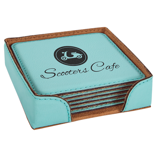 4X4 SQR TEAL COASTER SET