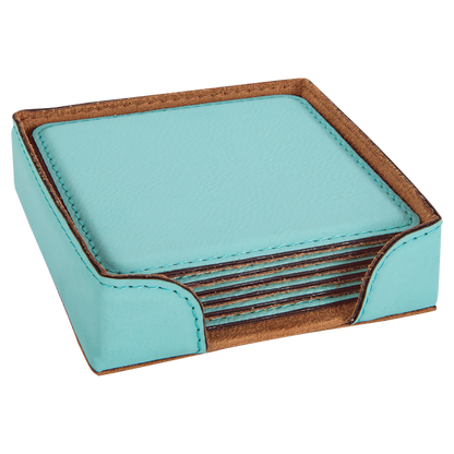4X4 SQR TEAL COASTER SET