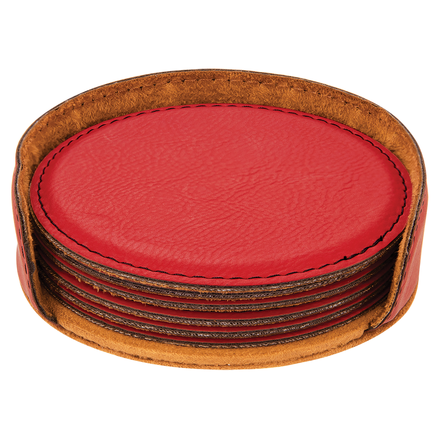 4"RND RED/BLK COASTER SET