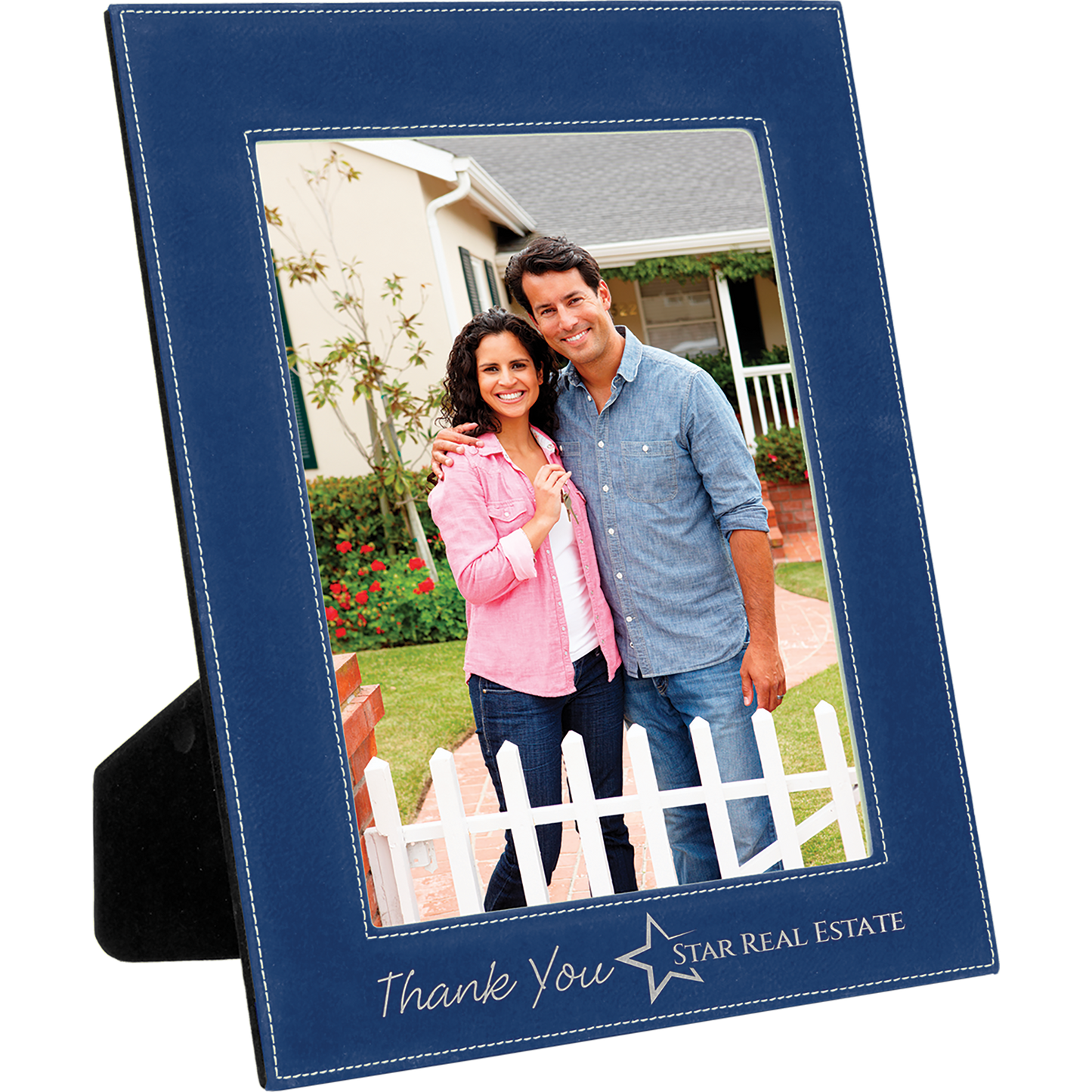 8X10BLU/SLV LTHR PHTO FRM