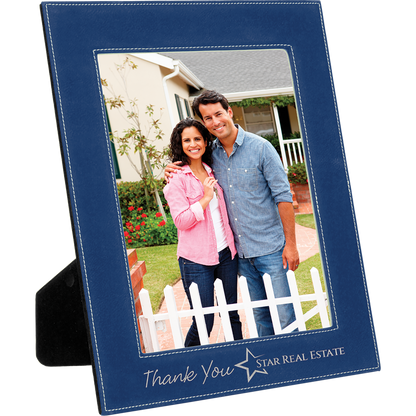 8X10BLU/SLV LTHR PHTO FRM