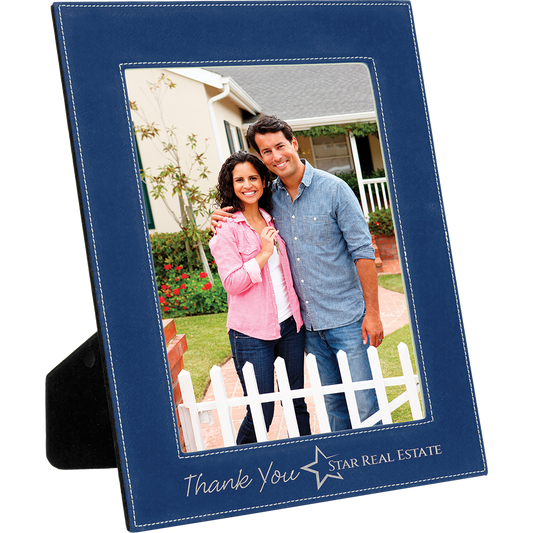 8X10BLU/SLV LTHR PHTO FRM