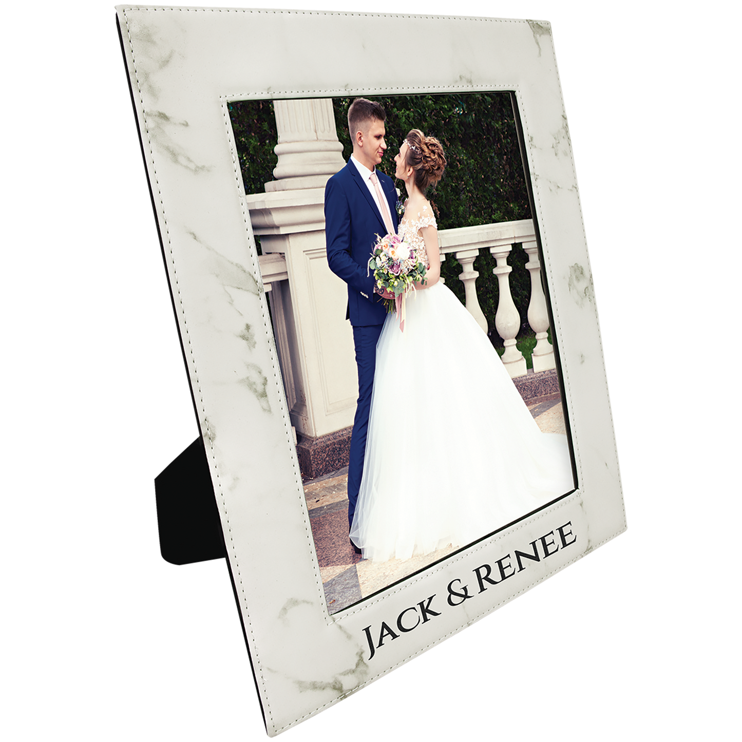 8X10WHT MRBL LTHR PHT FRM