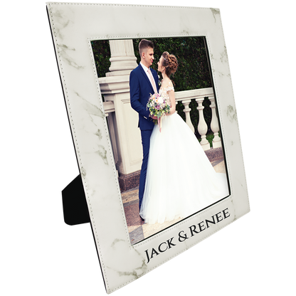 8X10WHT MRBL LTHR PHT FRM