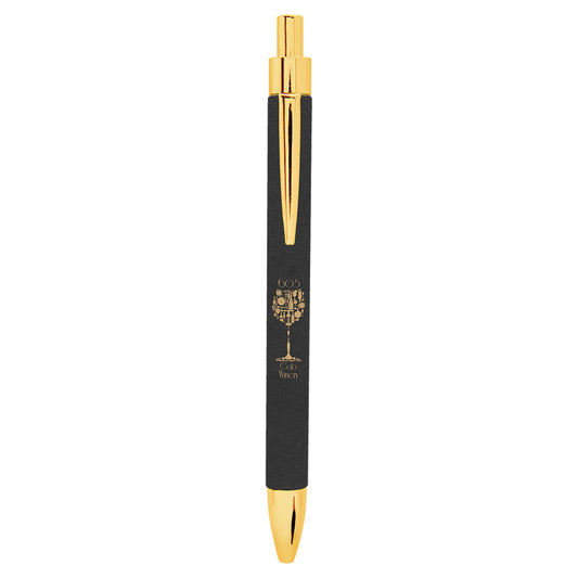 BLK/GLD LASER LEATHER PEN