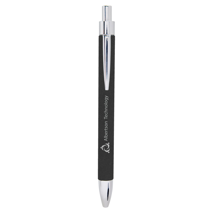 BLK/SLV LASER LEATHER PEN