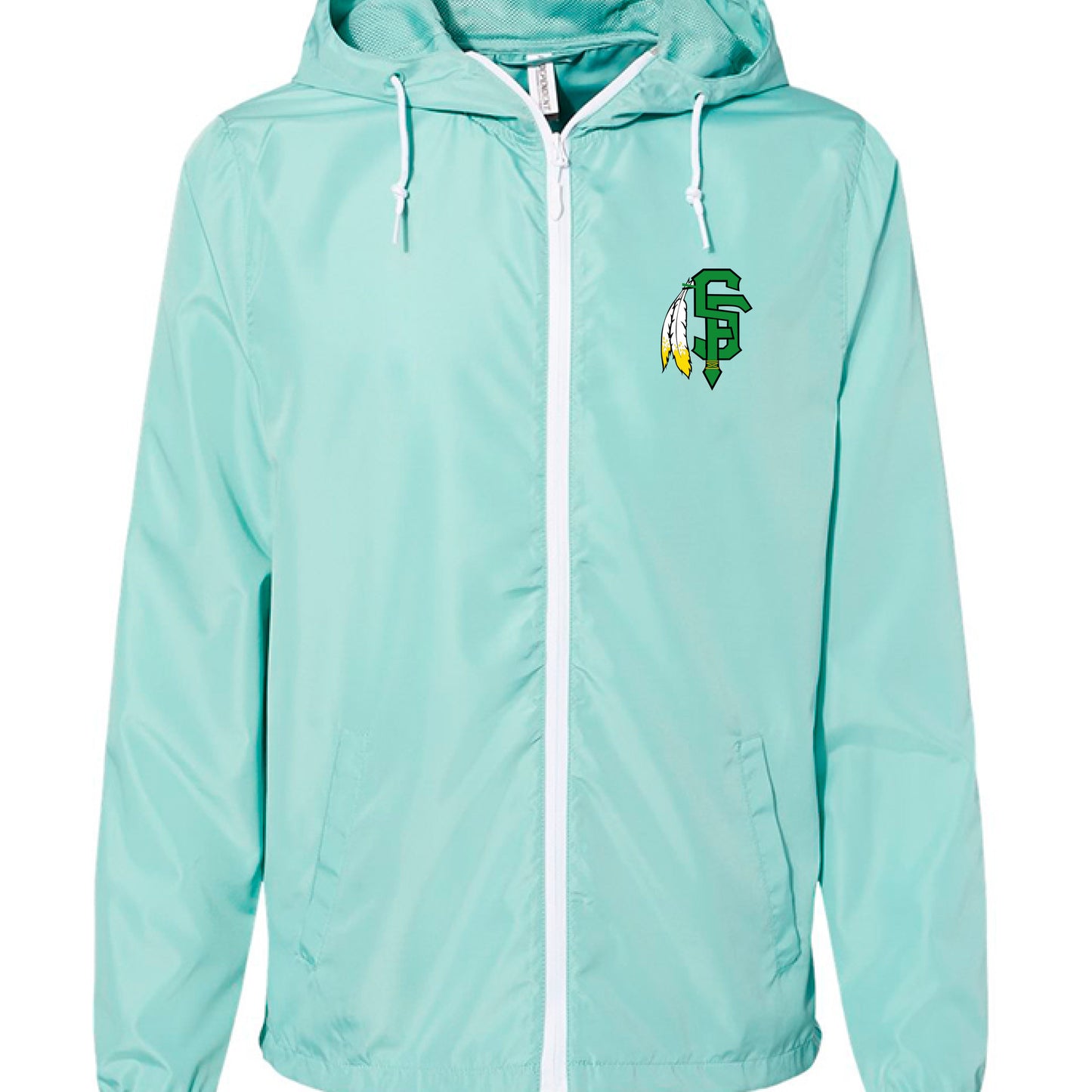 Aqua/ White Zipper - FRONT